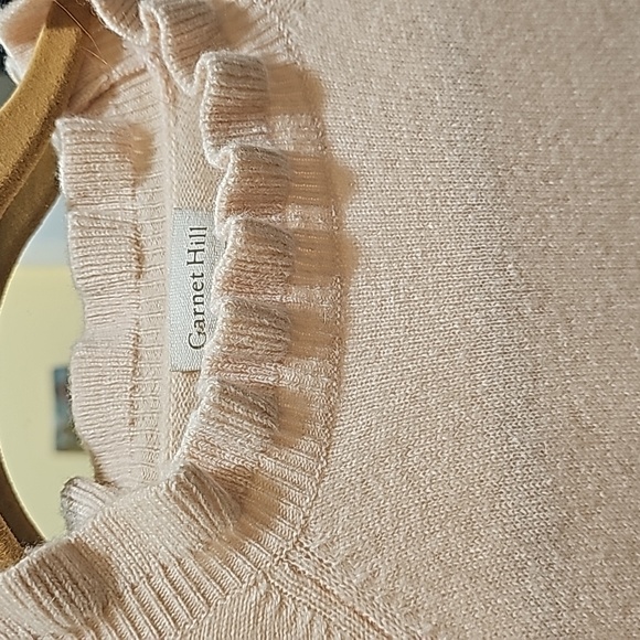 GARNET HILL 100% Cashmere Ruffled Mock Neck Sweater - S - Picture 3 of 4